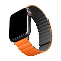 Магнитный браслет UNIQ Revix для Apple Watch 44 / 45 / 46 / 49mm силикон серо-оранжевый