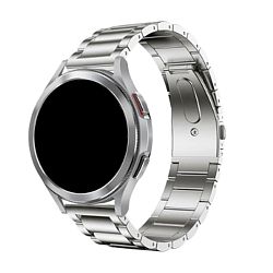 Блочный браслет ZN37 (раскладывающаяся клипса) для Samsung Watch 22mm титан серебристый (пятибусинновый)