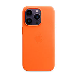 Клип-кейс (накладка) Leather Case MagSafe для Apple iPhone 14 Pro кожа, оранжевый