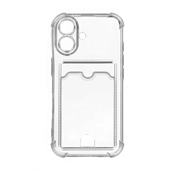 Клип-кейс (накладка) с визитницей для Apple iPhone 16 силикон, прозрачный