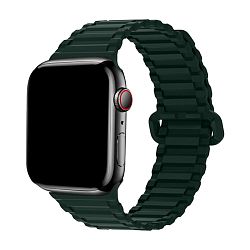 Магнитный браслет для Apple Watch 38 / 40 / 41 / 42mm силикон тёмно-зелёный (рельеф)