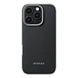 Клип-кейс (накладка) Pitaka Ultra-Slim Case для Apple iPhone 16 Pro Max (Уценка) чёрно-серый (узкая полоска) (хорошее состояние, небольшая царапина)