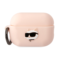 Кобура CG Mobile Lagerfeld Silicone Case With Ring для Apple AirPods Pro 2 силикон, "NFT 3D Choupette" розовый