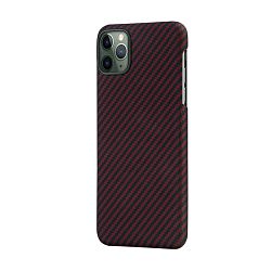 Клип-кейс (накладка) Pitaka MagEZ Case для Apple iPhone 11 Pro кевлар (арамид), чёрно-красный (полоска)