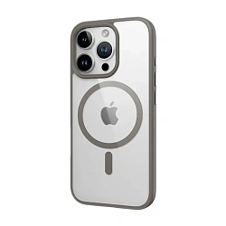 Клип-кейс (накладка) Rock Guard Touch Magnetic для Apple iPhone 16 Pro Max полиуретан, поликарбонат, прозрачный с серой рамкой
