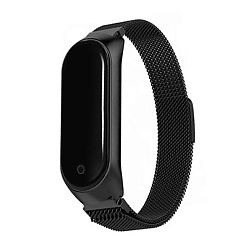 Браслет Миланский сетчатый для Mi Band 3 / 4 сталь чёрный