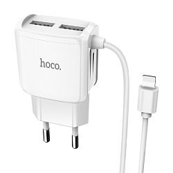 Сетевое зарядное устройство + кабель Lightning Hoco C59A 10 Вт, белый