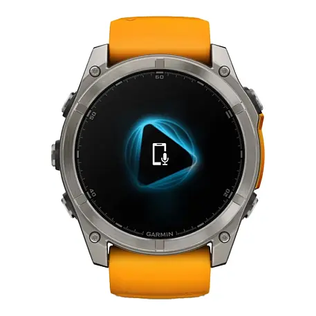 Умные часы Garmin Fenix 8 Amoled 51mm титановый (оранжевый ремешок) - 2