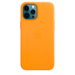 Клип-кейс (накладка) Apple Leather Case MagSafe для Apple iPhone 12 Pro Max кожа, California Poppy