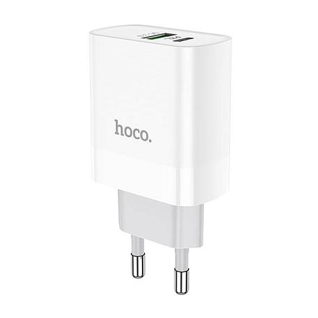 Сетевое зарядное устройство + кабель Type-C - Type-C Hoco C80A 18 Вт, белый