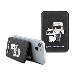 Кардхолдер CG Mobile Wallet MagSafe Cardslot Stand для Apple iPhone искусственная кожа, "Karl and Choupette" чёрный