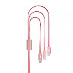 Дата-кабель Hoco UPL12 Lightning+Type-C+Micro 1.2 м, розовый