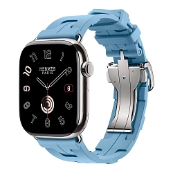 Умные часы Apple Watch Hermes Series 11 46mm GPS + Cellular Silver Titanium Case Bleu Pastel Single Tour Deployment Buckle Kilim Strap