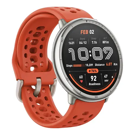 Умные часы Xiaomi Amazfit Active 2 (Round) Standard Edition серебристый (красный ремешок) - 3