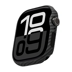 Чехол-бампер Pitaka AirCase для Apple Watch Series 10 / 11 46mm  кевлар (арамид), чёрно-серый (полоска)