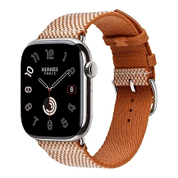 Умные часы Apple Watch Hermes Series 11 46mm GPS + Cellular Silver Titanium Case Gold/Ecru Single Tour Toile H Strap