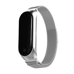 Браслет Миланский сетчатый для Mi Band 3 / 4 сталь серебристый