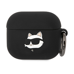 Кобура CG Mobile Lagerfeld Silicone Case With Ring для Apple AirPods 3 силикон, "NFT 3D Choupette" чёрный