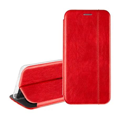 Чехол-книжка Premium для Xiaomi Redmi Note 9 искусственная кожа, красный со строчкой - 2