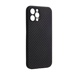 Клип-кейс (накладка) для Apple iPhone 12 Pro силикон, чёрный под карбон