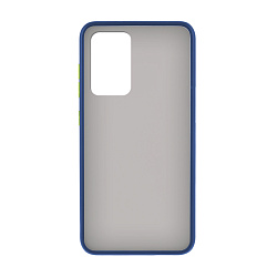 Клип-кейс (накладка) Shell для Samsung Galaxy A52 пластик, затемнённый с синей рамкой