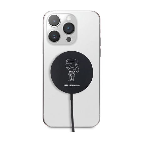 Беспроводное зарядное устройство CG Mobile Lagerfeld MagSafe Wireless charger 15 Вт (Уценка) чёрный (хорошее состояние, пятно на корпусе) - 2