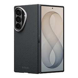 Клип-кейс (накладка) Pitaka Ultra-Slim Case для Samsung Galaxy Z Fold8 Ultra кевлар (арамид), чёрно-серый (узкая полоска) (FBFOLD8)