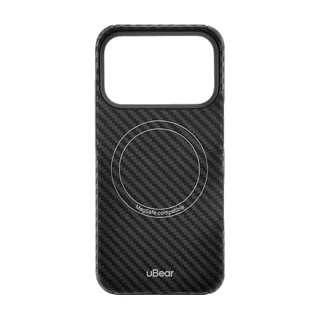 Клип-кейс (накладка) uBear Supreme Case для Apple iPhone 17 Pro кевлар (арамид), алюминий, чёрно-серый (полоска) - 2