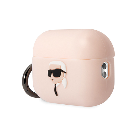 Кобура CG Mobile Lagerfeld Silicone Case With Ring для Apple AirPods Pro 2 силикон, "NFT 3D Karl" розовый - 3