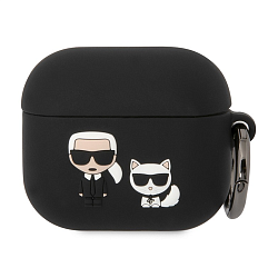 Кобура CG Mobile Lagerfeld Silicone Case With Ring для Apple AirPods 3 силикон, "Karl and Choupette" чёрный