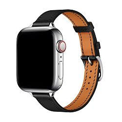 Ремешок для Apple Watch 38 / 40 / 41 / 42mm кожа узкий черный