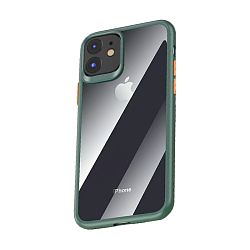 Клип-кейс (накладка) Rock Guard Pro Protection для Apple iPhone 11 пластик, прозрачный с зелёной рамкой