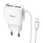 Сетевое зарядное устройство + кабель Lightning Hoco C59A 10 Вт, белый - 1