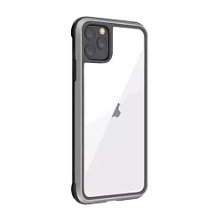 Клип-кейс (накладка) K-DOO Ares для Apple iPhone 12 / 12 Pro поликарбонат, алюминий, прозрачный с серой рамкой