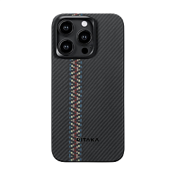 Клип-кейс (накладка) Pitaka Fusion Weaving MagEZ Case 4 для Apple iPhone 15 Pro кевлар (арамид), "рапсодия"