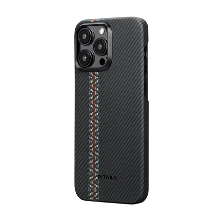 Клип-кейс (накладка) Pitaka Fusion Weaving MagEZ Case 4 для Apple iPhone 15 Pro кевлар (арамид), "рапсодия" - 2