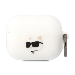 Кобура CG Mobile Lagerfeld Silicone Case With Ring для Apple AirPods Pro силикон, "NFT 3D Choupette" белый