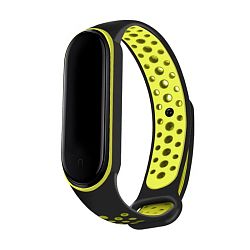 Спортивный ремешок Nike для Mi Band 5 / 6 / 7 силикон чёрный с желтым