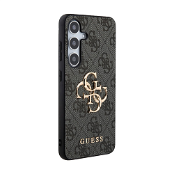 Клип-кейс (накладка) CG Mobile Guess PU 4G Big Metal Logo для Samsung Galaxy S24 Plus искусственная кожа, пластик, серый