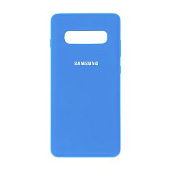 Клип-кейс (накладка) Silicone cover закрытый для Samsung Galaxy S10 Plus силикон, голубой