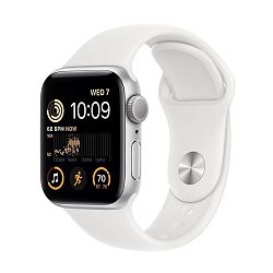 Умные часы Apple Watch SE (2022) 44mm GPS Silver Aluminum Case White Sport Band