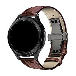 Ремешок (застёжка "бабочка") для Samsung Watch 22mm кожа коричневый с крокодиловым узором