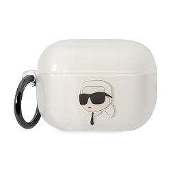 Кобура CG Mobile Lagerfeld TPU With Ring для Apple AirPods Pro 2 силикон, "NFT 3D Karl" прозрачный