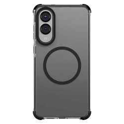 Клип-кейс (накладка) UNIQ Combat MagSafe для Samsung Galaxy S25 Edge поликарбонат, силикон, прозрачный с чёрной рамкой