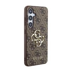 Клип-кейс (накладка) CG Mobile Guess PU 4G Big Metal Logo для Samsung Galaxy S24 Plus искусственная кожа, пластик, коричневый