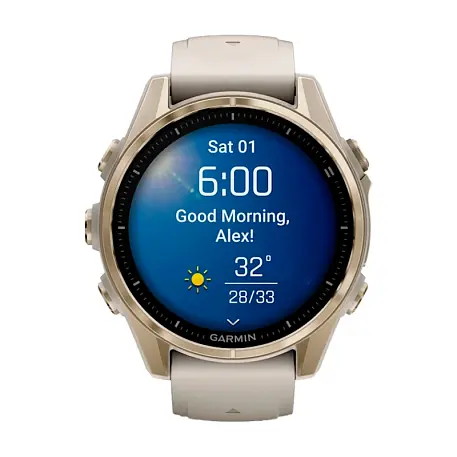 Умные часы Garmin Fenix 8 43mm золотистый (дымчато-серый ремешок) - 2