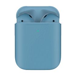 Беспроводные наушники Apple AirPods 2 с зарядным футляром серо-голубой матовый (полная покраска) (MV7N2)