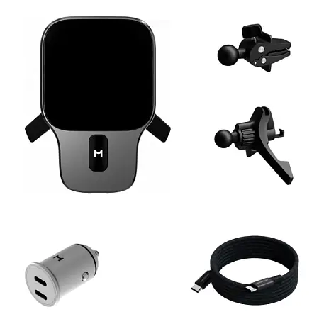 Автомобильный держатель магнитный Magssory Prime Geo Magnetic Car Kit с беспроводной зарядкой (зажим) чёрный - 6