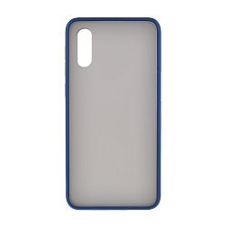 Клип-кейс (накладка) Shell для Samsung Galaxy A02 пластик, затемнённый с синей рамкой