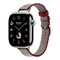 Умные часы Apple Watch Hermes Series 11 42mm GPS + Cellular Silver Titanium Case Gris Single Tour Meyer/Rouge Grenat Twill Jump Attelage Strap (with Orange Hermès Sport band)